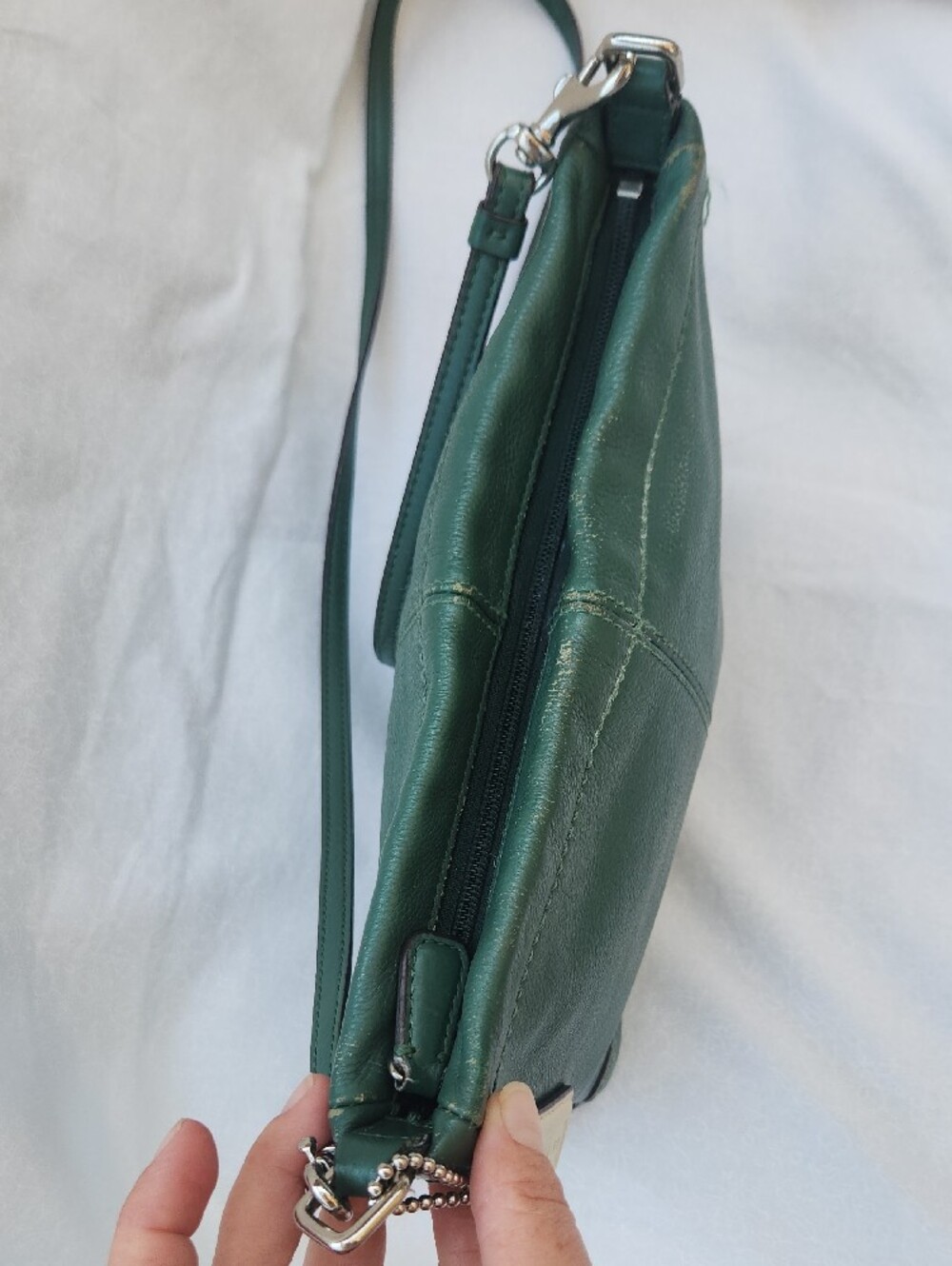Coach Emerald Green Soft Pebbled Leather Crossbody Bag - Picture 3 of 10